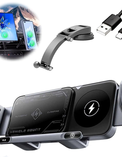 Cargar imagen en el visor de la galería, Wireless Car Charger Mount Wireless Car Charger Fast Charging Phone Holder for Car Vent Auto Rotating Phone Holder Dual Coil Wireless with Max 15W Fast Charging (Silver Suction Base Mount)
