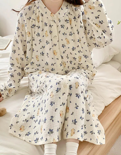 Load image into Gallery viewer, Cotton Gauze Maternity Nightwear for Nursing and Home
