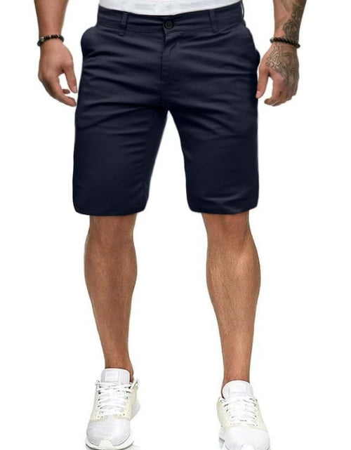 Cargar imagen en el visor de la galería, Mens Casual Shorts，Flat Front Shorts Summer Classical Fit 11" Shorts with Pockets(Navy Blue34)
