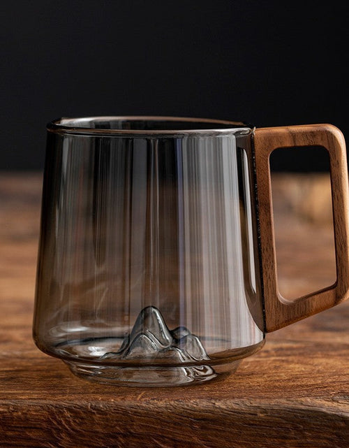 Load image into Gallery viewer, Guanshan Glass Single-layer Side Wooden Handle Drinking Cups Household Large-capacity Milk Tea Juice Single-layer Cup Kitchen Gadgets
