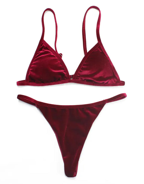 Load image into Gallery viewer, Velvet Bikini Swimwear Set
