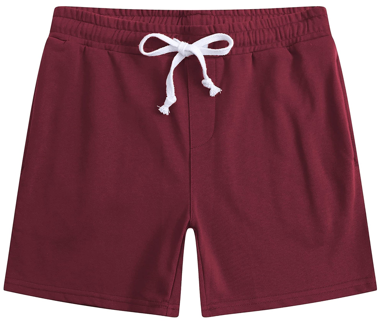 Solatin Mens Sweat Shorts 5.5" Above Knee Workout Gym Shorts Lounge Shorts with Zipper Pockets Wine Red S