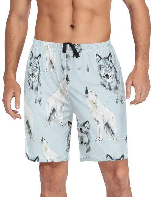Charger l'image dans la visionneuse de galerie, Ollabaky Pajama Shorts for Men Howling Wolf Mens Pajama Bottoms Sleep Shorts Lounge Wear Pjs with Pocket
