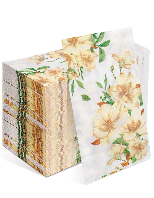 Load image into Gallery viewer, Napkins Disposable 210 Pcs Guest Towels Disposable Bathroom Bulk 13x15.75 Inches 2-Ply White Floral Dinner Napkins Decorate Party Anniversary Engagement
