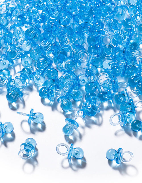 Charger l'image dans la visionneuse de galerie, 150 mini-sucettes en acrylique pour jeu de fête prénatale 2,2 cm, sucettes en vrac pour fête de révélation du sexe, décorations de table (bleu)
