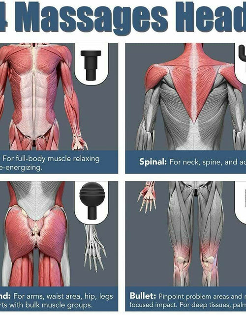 Load image into Gallery viewer, Massage Gun Percussion Massager Deep Tissue Muscle Vibrating Relaxing + 4 Heads
