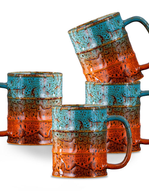 Load image into Gallery viewer, LGQ Coffee Mugs Set of 412 Oz Coffee Cups Ceramic Perfect for Office Family Gatherings - Dishwasher and Microwave Safe (4 Blue and Brown)
