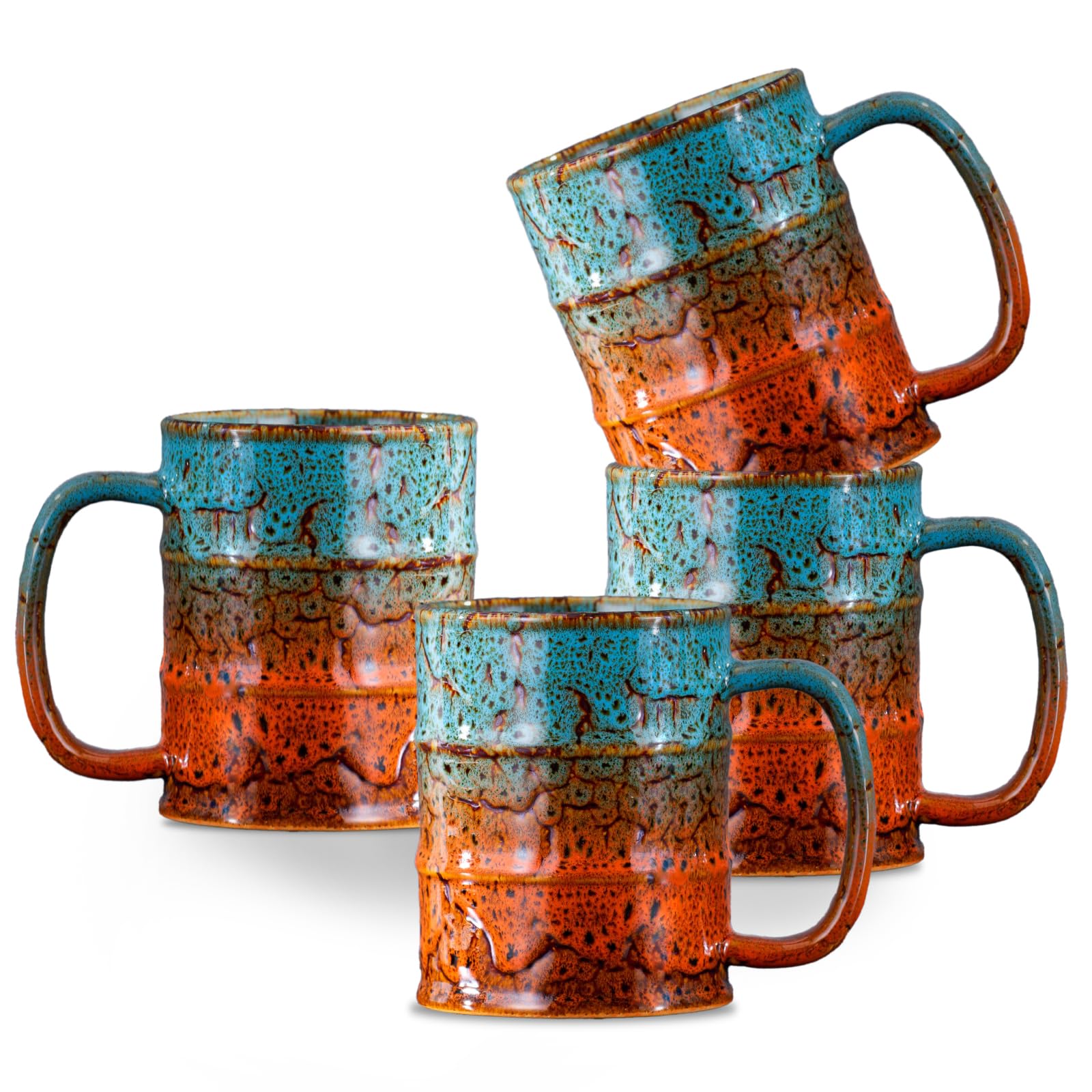 LGQ Coffee Mugs Set of 412 Oz Coffee Cups Ceramic Perfect for Office Family Gatherings - Dishwasher and Microwave Safe (4 Blue and Brown)