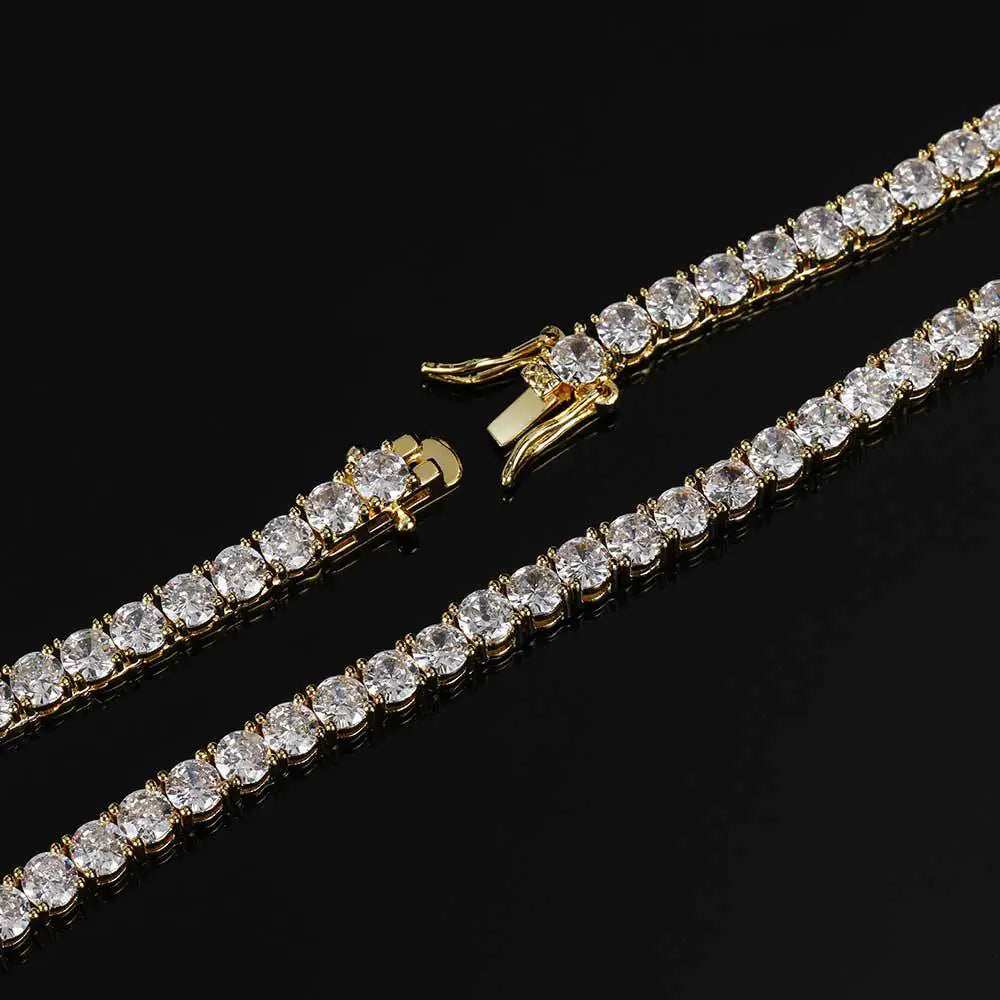 Collar de tenis de circonitas de moda para hombres y mujeres