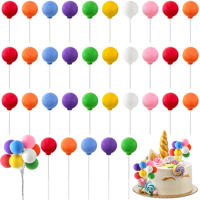 Sieral 40 piezas Mini Globos Adornos para Tartas Colorido Arco Iris Adorno para Tartas Bolas Redondas de Arcilla Adornos para Cupcakes para Cumpleaños Baby Shower Boda Fiesta Decoraciones de Tartas (Color Arco Iris)