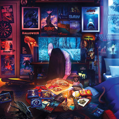 House of Horrors and Scary Movies 1000 Piece Jigsaw Puzzle by Rachid Lotf | Interactive Brain Teaser Board Game for Adults Educational Toys & Games | 28 x 20 Inches