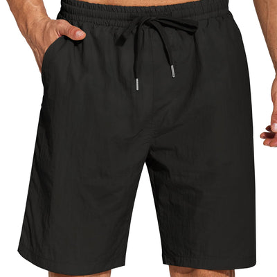 COOFANDY Casual Shorts for Men 8" Elastic Waist Drawstring Shorts Lightweight Regular Fit Beach Summer Shorts Black
