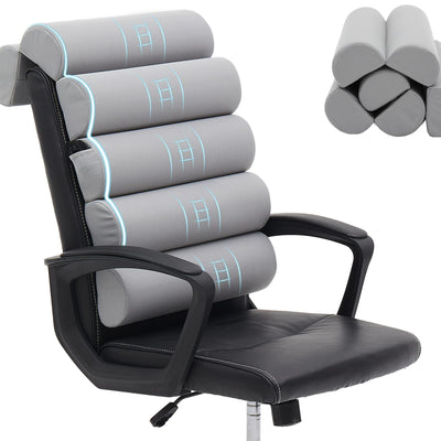 Almohada de soporte lumbar para silla de oficina/silla de escritorio/sofáAlmohada de soporte para la espalda ajustableFunda de malla transpirableCojín de respaldo semicircular patentado de 6 pliegues para colgar en la silla de oficinaSuavidad media