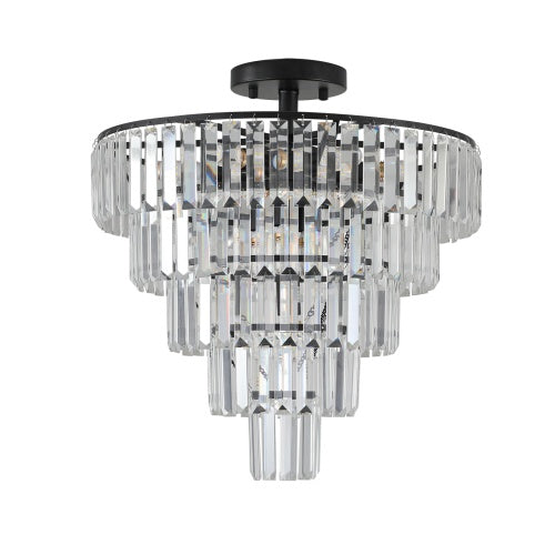 Charger l'image dans la visionneuse de galerie, Large Black Crystal Chandelier, Contemporary Style Chandelier, Dining Room, Living Room, Bedroom - Bulb Not Included  Unavailable Platforms- Temu
