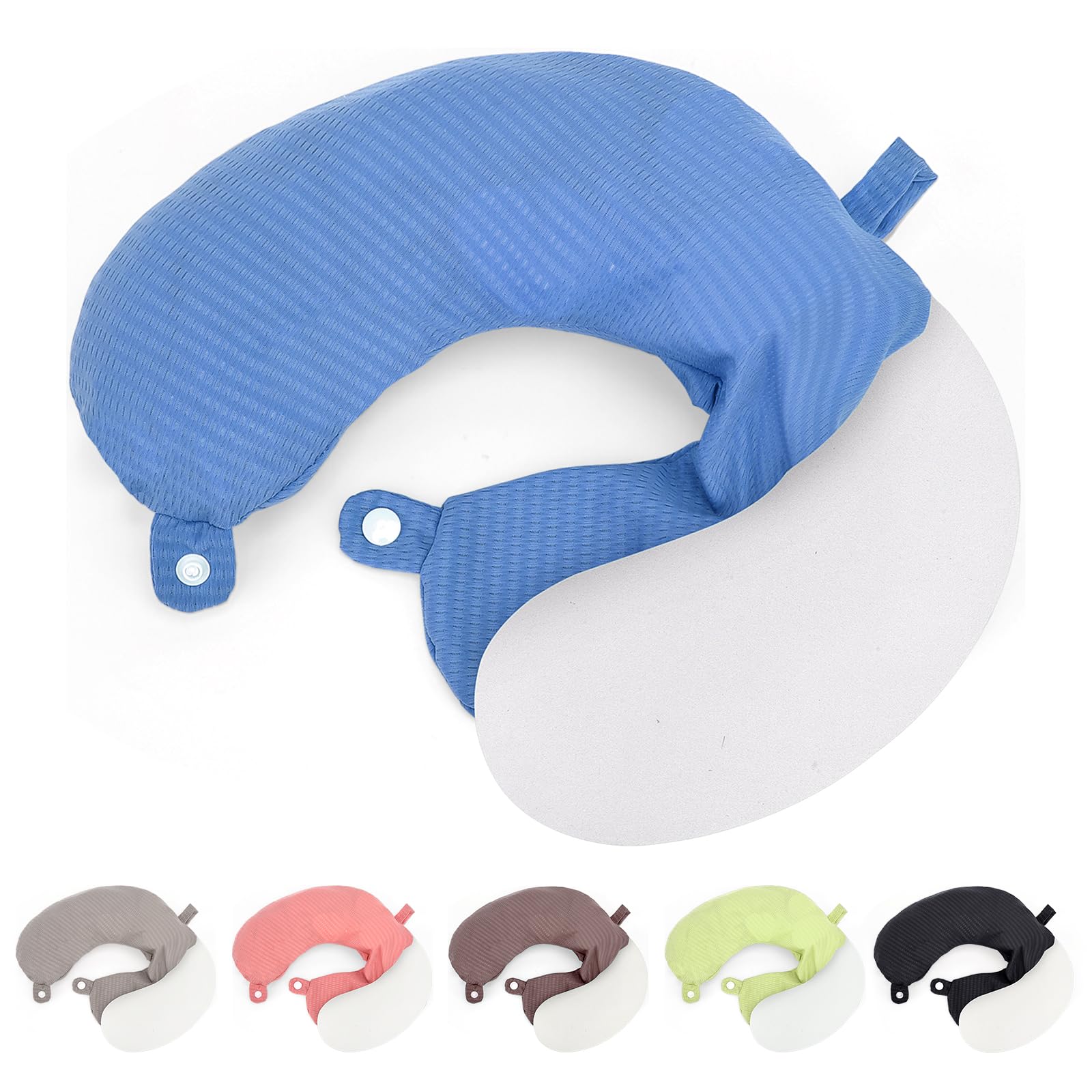 Housse d'oreiller de voyage Zebrabox, housse de rechange pour oreiller de voyage, housse d'oreiller de voyage en U, douce et lisse, bleue (housse d'oreiller uniquement, sans rembourrage)