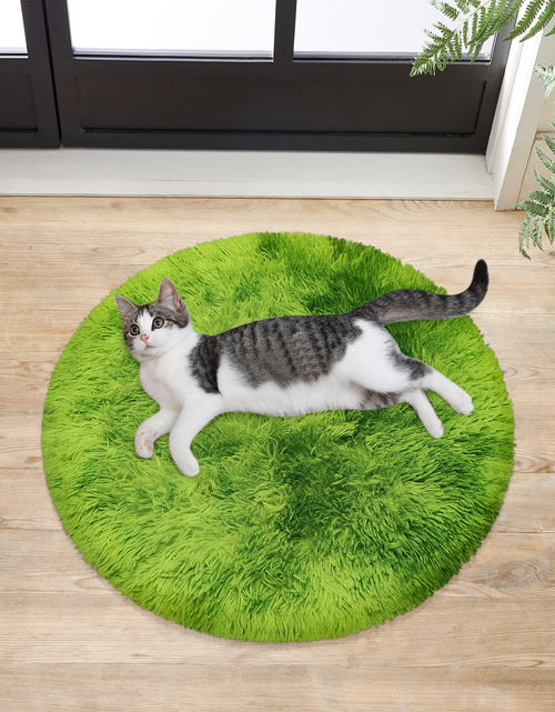 Cargar imagen en el visor de la galería, ATRUG Tie-Dyed Green Small Round Rug for Bedroom Green Circle Rugs for Boys Bedroom Fluffy Round Carpet for Girls Room Kids Fuzzy Rugs for Playroom Shag Nursery Rug Room Decor Aesthetic 2x2ft
