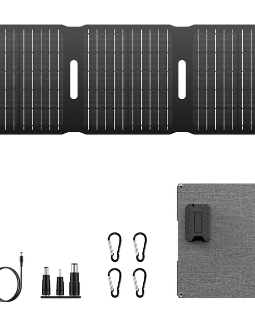 Cargar imagen en el visor de la galería, Cargadores de panel solar portátil Powkey de 22W con salida USB-A USB-C DC de 15W, paneles de ETFE de emergencia plegables, cargador de batería solar compatible con teléfonos móviles y iPad para mochileros, camping y senderismo
