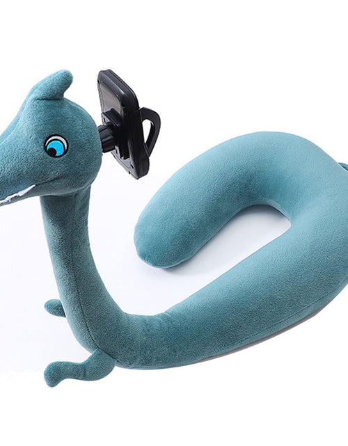 Cargar imagen en el visor de la galería, Neck Phone Holder 360 Degree Rotation U Shaped Pillow Phone Bracket Cute Animal Soft Neck Cushion Phone Stand Lazy Phone Pillow Holder Bracket Multi-Functional Phone Stand(Blue)
