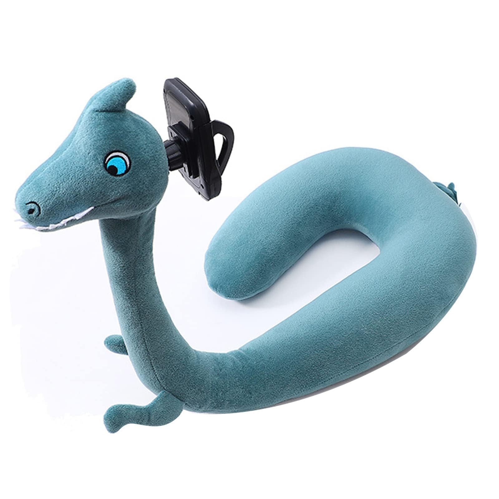 Neck Phone Holder 360 Degree Rotation U Shaped Pillow Phone Bracket Cute Animal Soft Neck Cushion Phone Stand Lazy Phone Pillow Holder Bracket Multi-Functional Phone Stand(Blue)