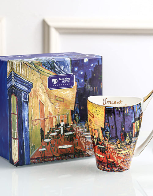 Cargar imagen en el visor de la galería, Taza de cerámica LYXFENGXU con pinturas de Van Gogh, 473 ml, regalos navideños para hombres y mujeres para la oficina y el hogar
