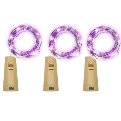 LoveNite Wine Bottle Lights with Cork Battery Operated 20 LED Cork Shape Silver Wire Colorful Fairy Mini String Lights(No Bottles) for DIY Party Decor Christmas HalloweenWedding (3 Purple)