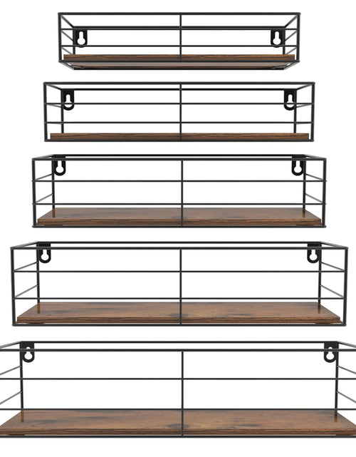 Cargar imagen en el visor de la galería, CRUGLA Floating Wall Shelves Set of 5 Wall Mounted Bathroom Shelves Hanging Storage Shelf for Bathroom Kitchen Bedroom Living Room
