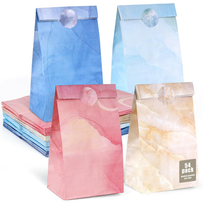 Shindel 54PCS Party Favor Bags with Stickers Colorful Marbleized Treat Bags Goodie Bags Kids Birthday Gift Bags Party Accessories for Kids Birthday Party 4.7" x 3.1" x 8.7"