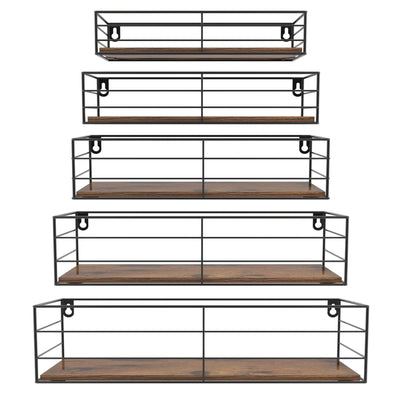 CRUGLA Floating Wall Shelves Set of 5 Wall Mounted Bathroom Shelves Hanging Storage Shelf for Bathroom Kitchen Bedroom Living Room
