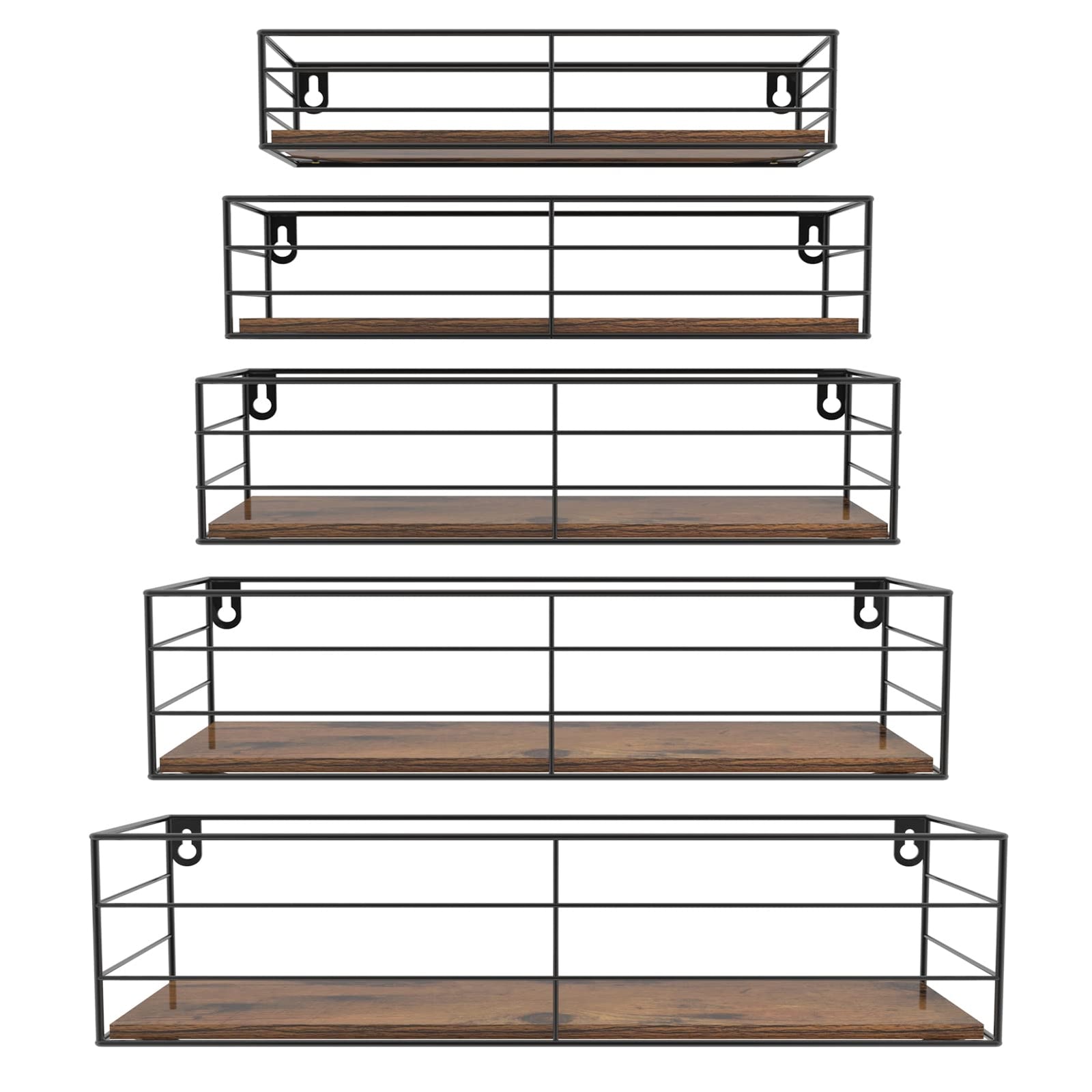 CRUGLA Floating Wall Shelves Set of 5 Wall Mounted Bathroom Shelves Hanging Storage Shelf for Bathroom Kitchen Bedroom Living Room