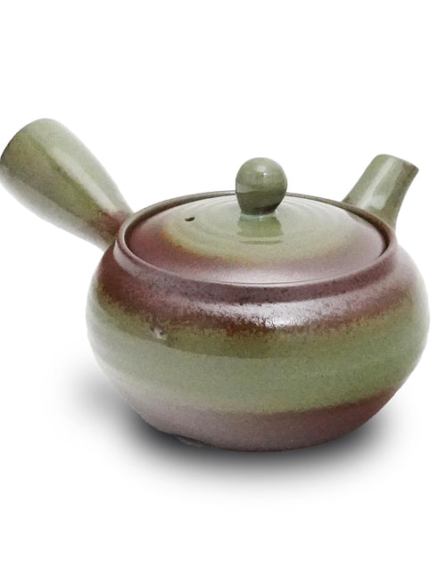 Charger l'image dans la visionneuse de galerie, Théière japonaise Cotonoha Banko-Yaki – Bouilloire à thé japonaise traditionnelle avec filtre inférieur en acier inoxydable – Théière en céramique résistante à la chaleur et durable pour le thé à feuilles profondes (vert marron)
