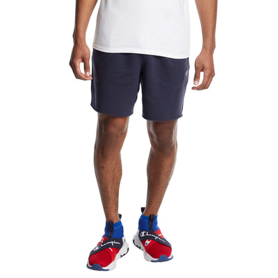 Champion Mens Shorts Powerblend Long With Pockets For (Reg. Big & Tall) Athletic-shorts Navy C Patch Logo Medium US
