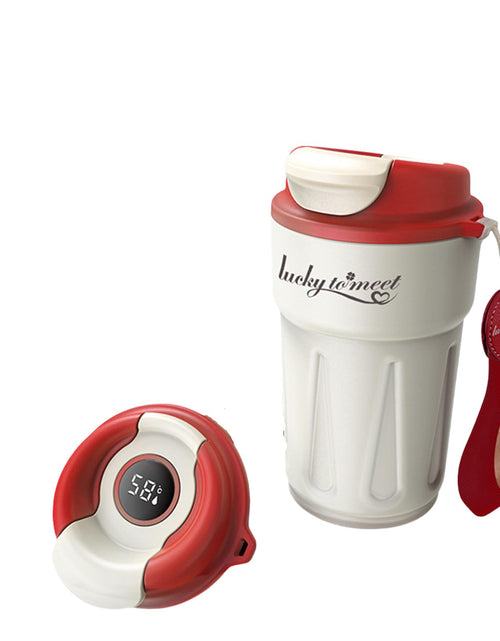 Cargar imagen en el visor de la galería, Vaso de café de acero inoxidable GENDLTHIJ con pantalla de temperatura Taza inteligente LED Taza de café de viaje aislada inteligente Almacenamiento en frío de verano Taza de café portátil inteligente para coche (rojo inteligente)
