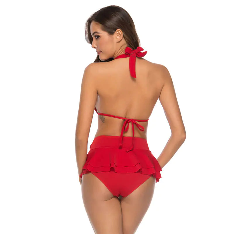 Two-Piece Bikini, Solid Color Stylish Swimwear