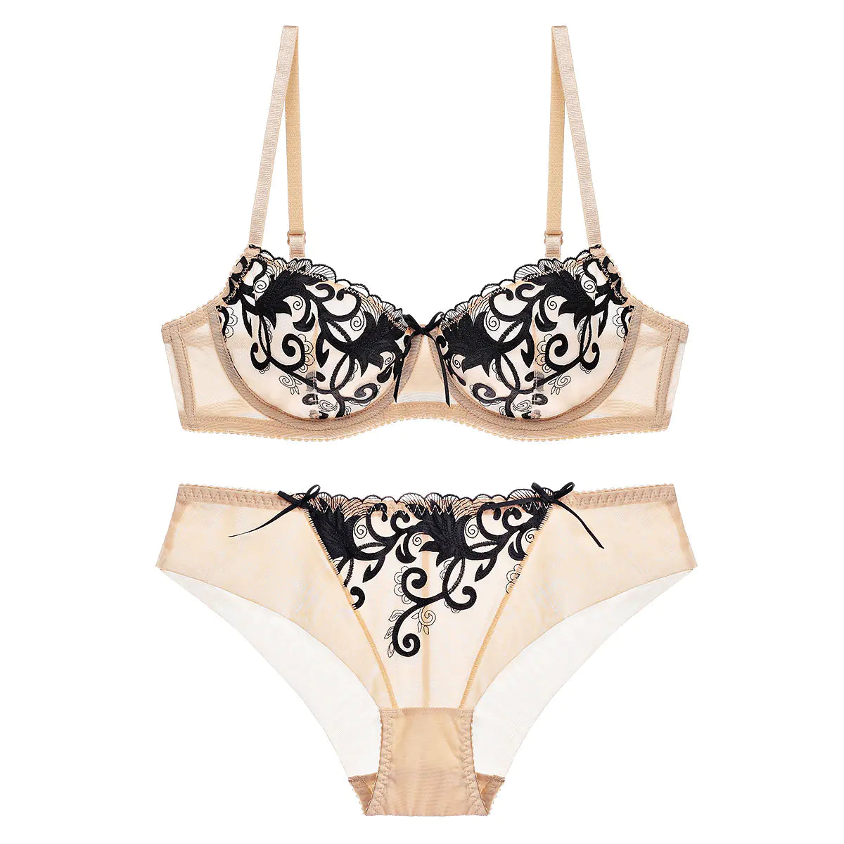 European Fashion Lingerie, Ultra-Thin Embroidered Bra Set