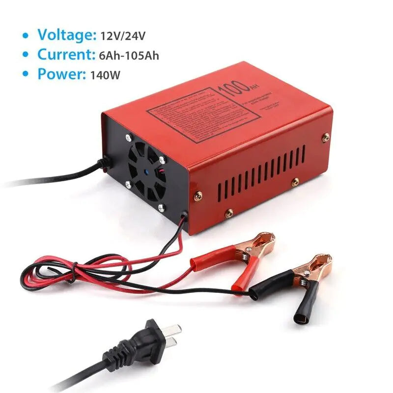 Cargador de batería sin mantenimiento 12V/24V 10A 140W de salida para coche eléctrico Pro