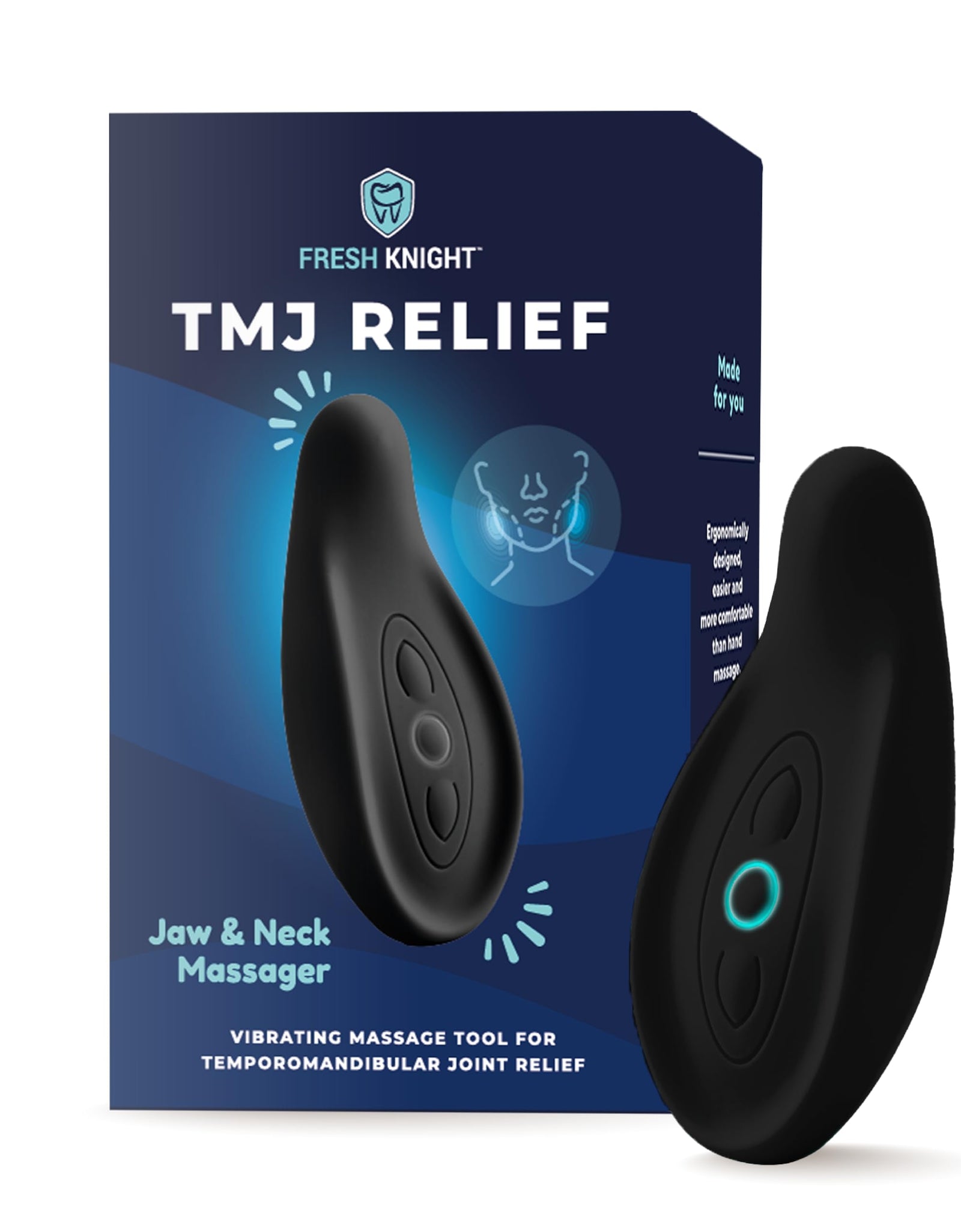 TMJ Massager | TMJ Relief Products Jaw | Jaw Massager and TMJ Massage Tool for Pain Relief Stiff Jaw Tension Stiffness and Headaches by Fresh Knight