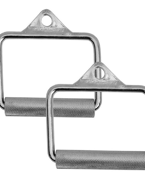 Load image into Gallery viewer, FITNESS MANIAC Heavy Duty Steel Grip Stirrup Cable Chrome Metal Silver D Handle Home Gym Crossover Cable Attachments Machine Bar Workout Training (Shipping from USA)
