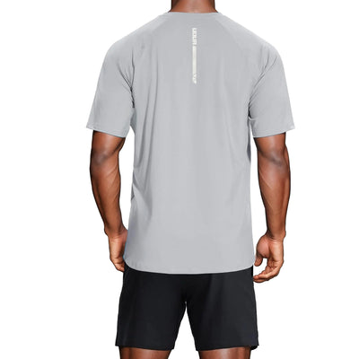 Mens Gym Clothes 2 Piece Workout Sets Outfits Short Sleeve Quick Dry UPF50+ Shirts & 7 inch Shorts for Swim Basketball Running Athletic Grey M