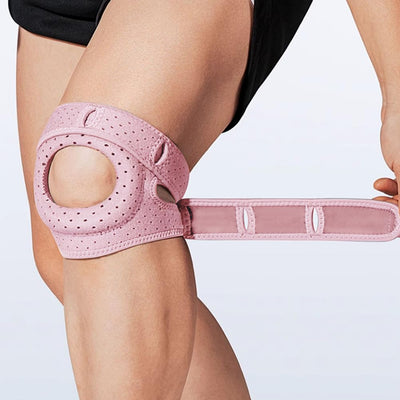 yourjoy Adjustable Compression Knee Patellar Pad Tendon Support Sleeve Brace for Men Women - Arthritis Pain Injury Recovery Running Workout (style 1 Pink)