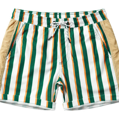 JOTOOK Mens Casual Drawstring Corduroy Shorts Elastic Waist Summer Shorts with Pocket Tropical Shorts X-Large White Green