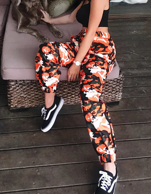 Load image into Gallery viewer, Casual Cuffed Pants, Camouflage Trousers, Drawstring Pants
