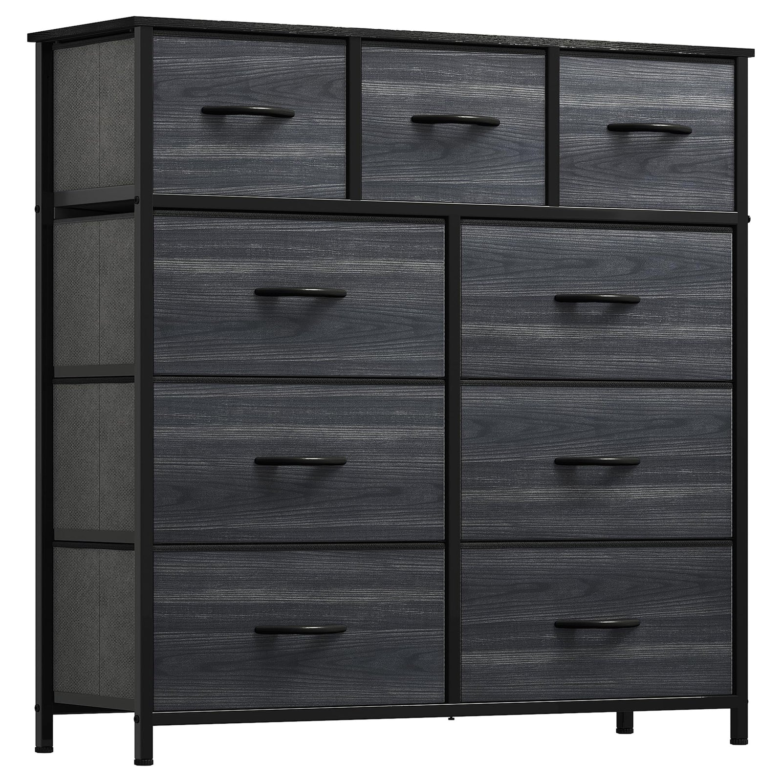 YITAHOME Dresser for Bedroom with 9 Drawers - Organizer Unit for Living Room Hallway Closets (Charcoal Black Wood Grain)
