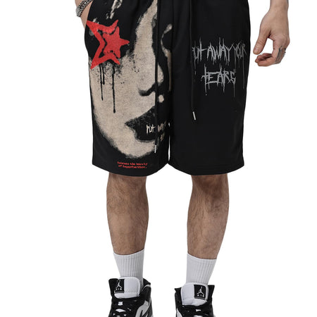 SOLY HUX Mens Graphic Shorts Casual Summer Drawstring Elastic Waist Shorts with Pockets Y2K Streetwear Black Graphic XL