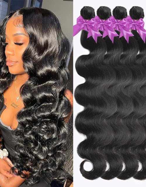 Load image into Gallery viewer, Myonisally Bundles Human Hair 4 bundles 22 24 26 28 Inch Body Wave Bundles Human Hair 100% Unprocessed Brazilian Virgin Weave Bundles Human Hair Extension Quick Weave Deals Natural Black
