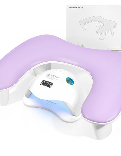 Load image into Gallery viewer, LIONVISON Arm Rest for Nails Tech U Shaped Manicure Nail Arm Rest Pillow Cushion PU Leather Nail Hand Rest Stand for Acrylic Nail Art Tech Purple
