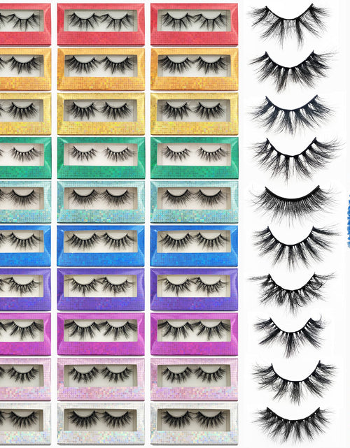 Load image into Gallery viewer, Wholesale lashes Faux Mink lashes bulk 30 pair 10 Styles Lashes with lash brush 15-22mm Fake Lashes Fluffy Wispy Natural Volume Lashes Handmade Reusable Soft lashes Lashes Bulk
