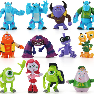 Lot de 12 figurines de monstres pour gâteaux, décorations de cupcakes pour fêtes, 2,5 à 10 cm