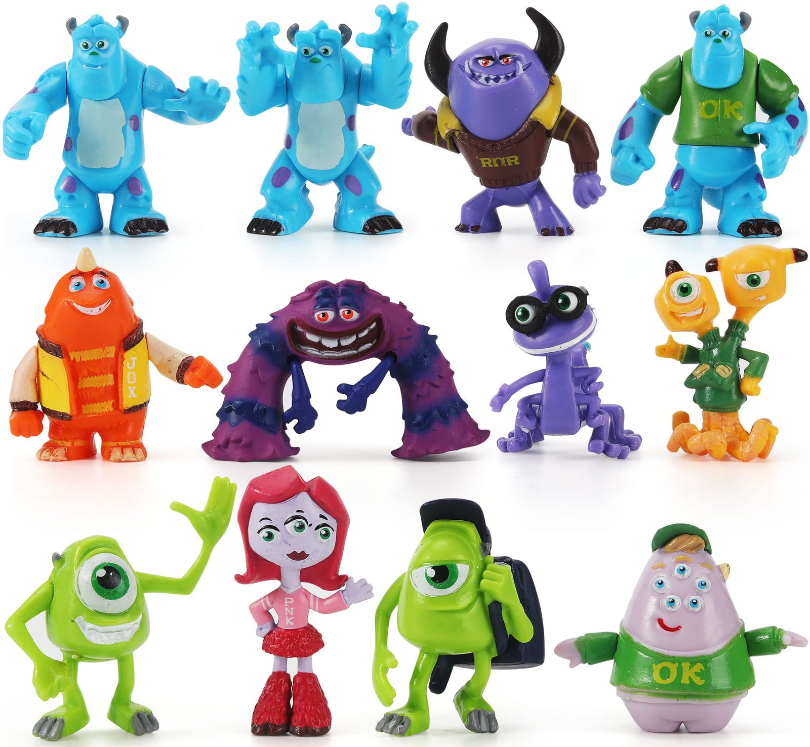 12Pcs Monsters Cake Toppers Set Figures Toys Cupcake Toppers for Cake Decorations Party Favor 1-4 inches