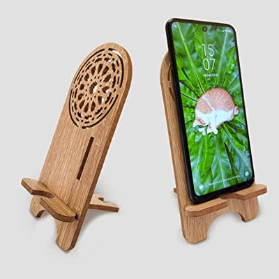 Wooden Cell Phone Stand for Desk Organizer Charging Stand You can use it Horizontally and Vertically - Compatible with iPhone and iPad and Tablets