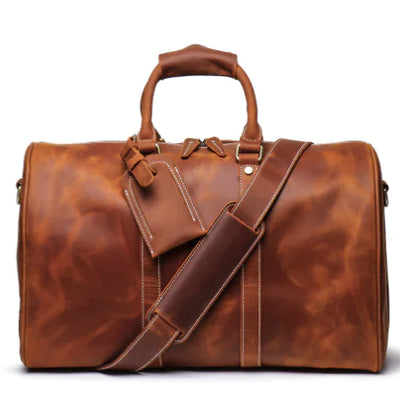 Handmade Leather Retro Travel Bag for Men and Women